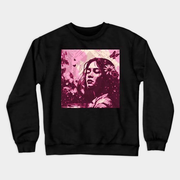 the girl with the closed eye Crewneck Sweatshirt by stephenignacio